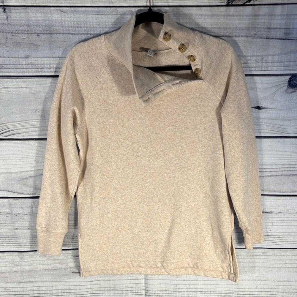 J. Crew Beige Cowl Neck Sweater with Button Detail